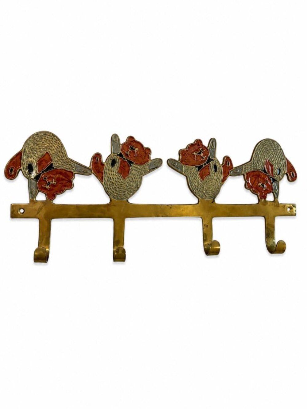 Bear Brass Wall Hooks Vintage Cast Brass Coat Key Rack Rustic Decor